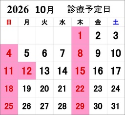 今月の診療予定カレンダー
